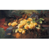 Table on which yellow roses <br />
       <small>Oil on canvas - <small85>Height x Width</small85> : 60 x 100 cm - <small85>Signed</small85> : F. Mortelmans <small85>left below</small85></small>