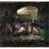 Grey pot with mussels <br />
       <small>Oil on canvas - <small85>Height x Width</small85> : ... - <small85>Signed</small85> : F. Mortelmans <small85>right below</small85></small>