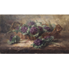 Wicker basket with purple flowers <br />
       <small>Oil on canvas - <small85>Height x Width</small85> : ... - <small85>Signed</small85> : F. Mortelmans <small85>right below</small85></small>